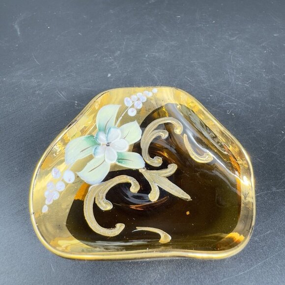 Venetian Art Glass Folded Dish Small Trinket Holder Ashtray Made In Italy Glass - Picture 10 of 11